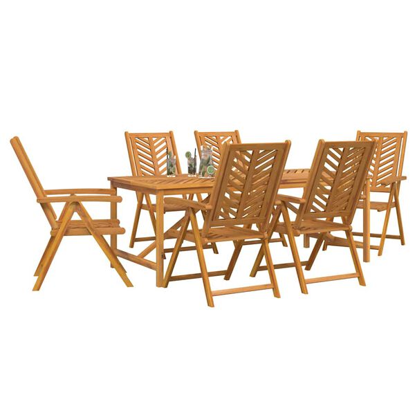 vidaXL Garten Essgruppe 7 pcs Braun Massivholz Akazie