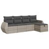 vidaXL 5-tlg. Garten-Sofagarnitur mit Kissen Hellgrau Poly Rattan