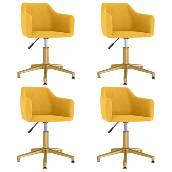 vidaXL Esszimmerst&uuml;hle 4 Stk. Drehbar Gelb Samt