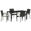 vidaXL Garten Essgruppe mit Kissen 5 pcs Schwarz Poly-Rattan