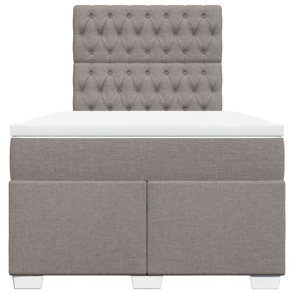 vidaXL Boxspringbett mit Matratze Taupe 120x200 cm Stoff
