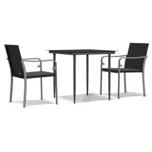 vidaXL 3-tlg. Garten-Essgruppe mit Kissen Poly Rattan und Stahl