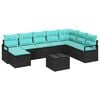 vidaXL Sofa Set mit Kissen 9 pcs Schwarz Poly Rattan