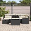 vidaXL Garten-Sofa-Set mit Kissen 7 pcs Schwarz Poly Rattan