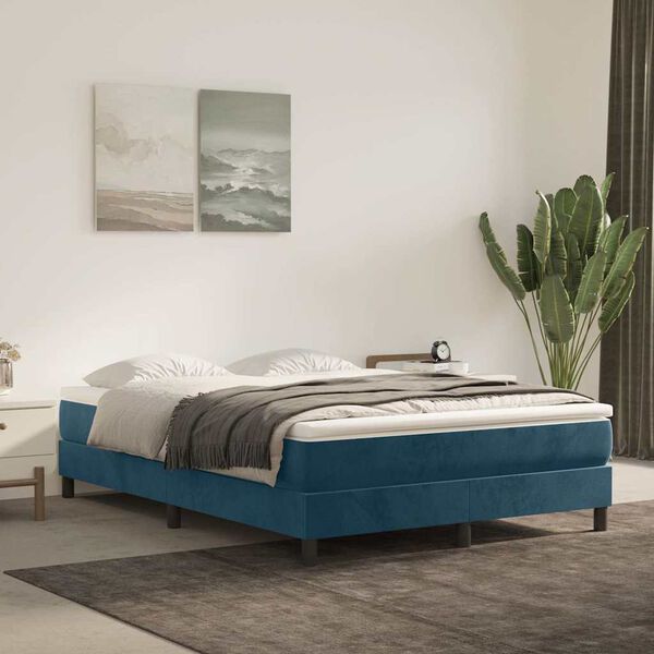 vidaXL Boxspringbettgestell Dunkelblau 140x190 cm Samt