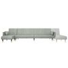 vidaXL Schlafsofa in L-Form Hellgrau 275x140x70 cm Samt