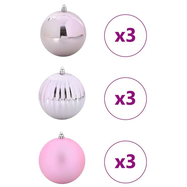 vidaXL Weihnachtskugelset XL 9 pcs Rosa Kunststoff