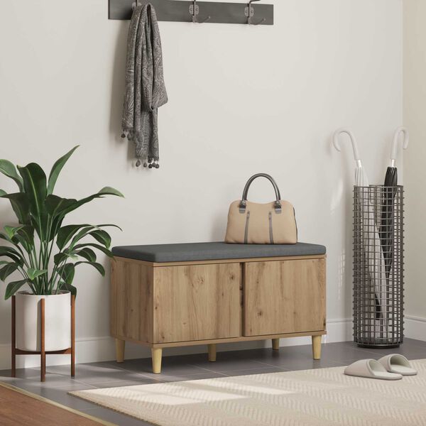 vidaXL Flurbank mit Kissen mit Speicher Artisan-Eiche 60 x 38 x 46 cm