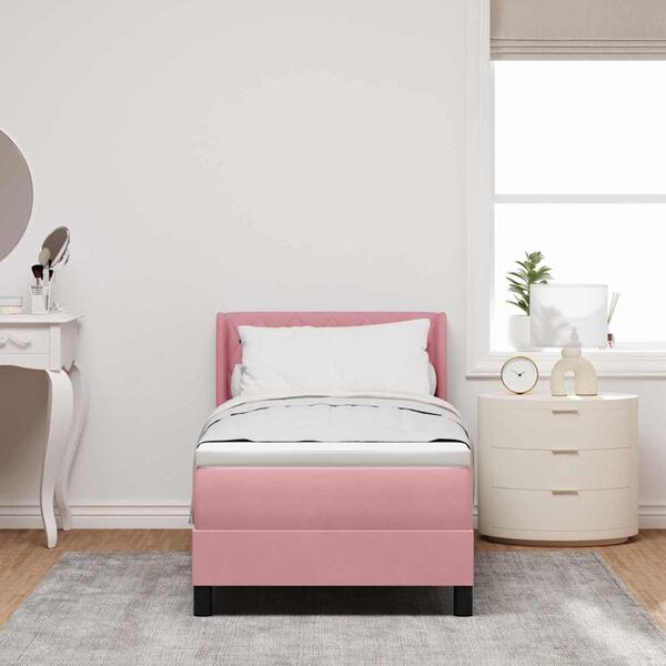 vidaXL Boxspringbett mit Matratze mit Kopfteil Rosa 200 x 80 cm Samt