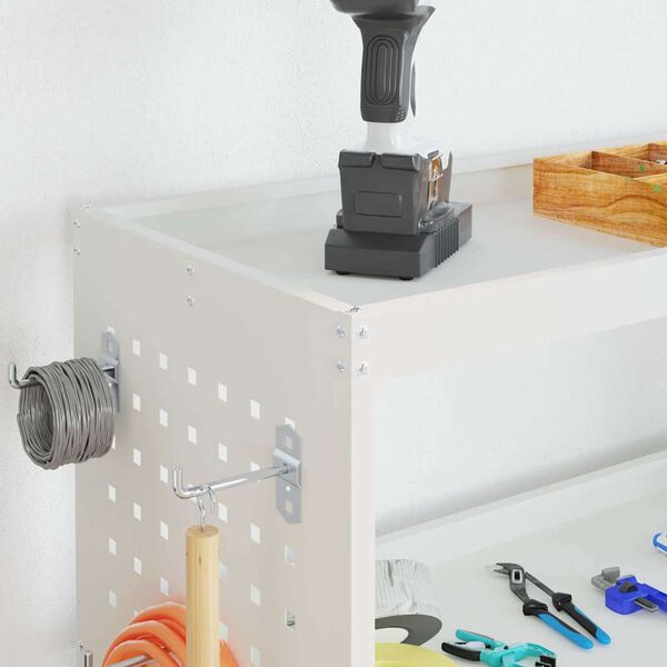 vidaXL Werkzeugwagen Mit Rad Weiß 75 x 35 x 73 cm Kaltgewalzter Stahl