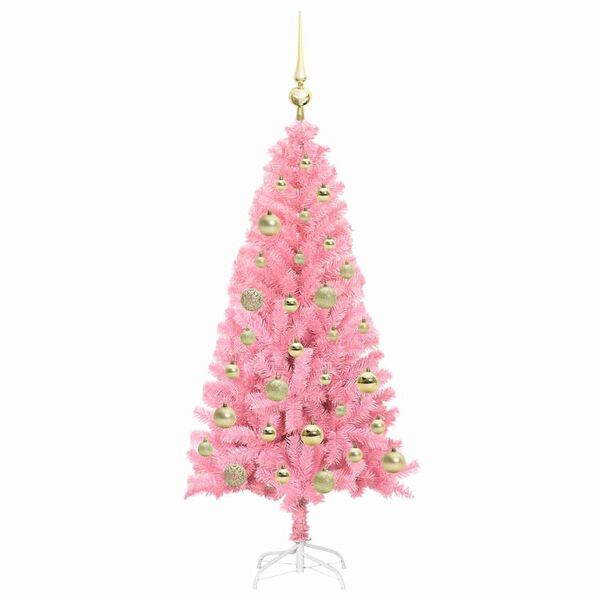 vidaXL Weihnachtsbaum mit 150 LEDs mit Ständer Rosa 120 cm PVC