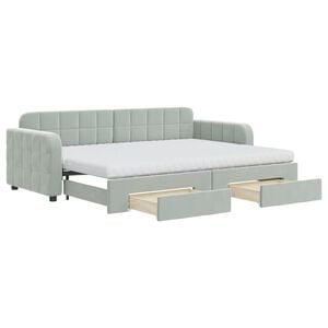 vidaXL Tagesbett Ausziehbar mit Schubladen Hellgrau 80x200 cm Samt