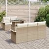 vidaXL Gartensofa-set mit Kissen mit Speicher 6 pcs Beige Poly Rattan