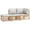 vidaXL 3-tlg. Garten-Lounge-Set mit Hellgrauen Kissen Bambus