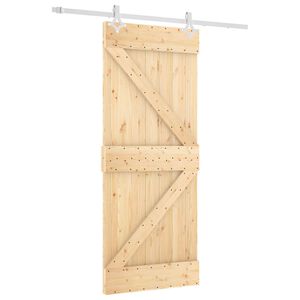 vidaXL Schiebet&uuml;r Nat&uuml;rlich und Wei&szlig; 85 x 210 cm Massivkiefer