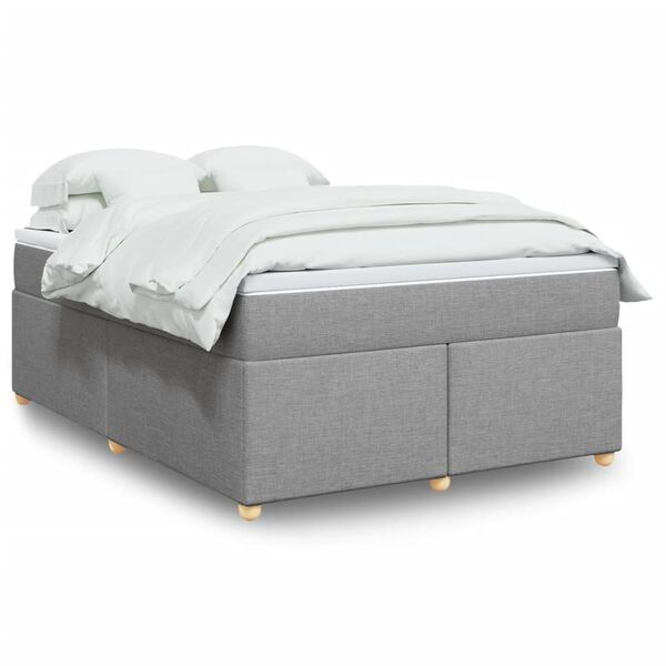 vidaXL Boxspringbett mit Matratze Hellgrau 140x200 cm Stoff