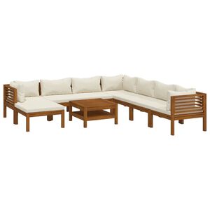 vidaXL 9-tlg. Garten-Lounge-Set mit Creme Kissen Massivholz Akazie