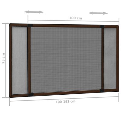 vidaXL Ausziehbarer Insektenschutz für Fenster Braun (100-193)x75 cm
