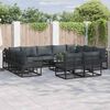 vidaXL Garten-Sofa-Set mit Kissen 12 pcs Schwarz Aluminium