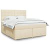 vidaXL Boxspringbett mit Matratze Creme 180x200 cm Stoff