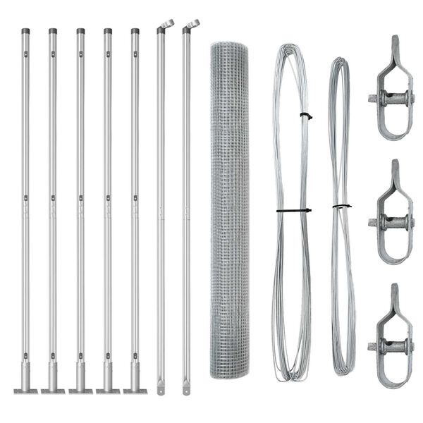 vidaXL Zaunpfosten Silber 10 x 1 m (12 x 12 mm Maschen ) Stahl