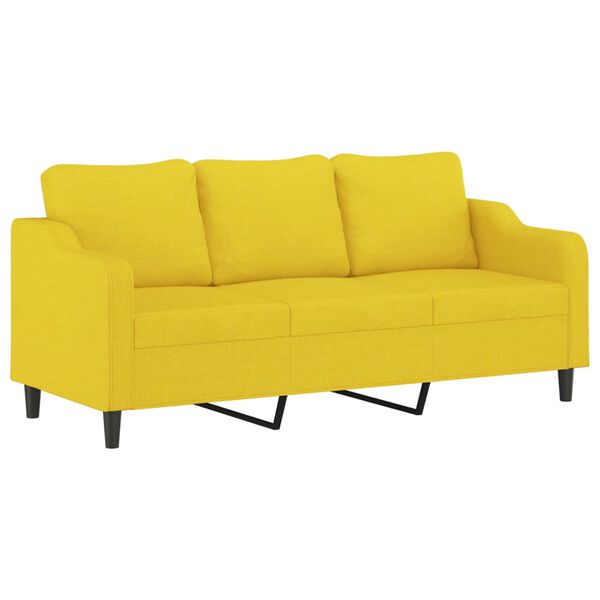 vidaXL 3-Sitzer-Sofa mit Hocker Hellgelb 180 cm Stoff