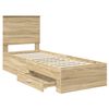 vidaXL Bettrahmen Sonoma Eiche und Silber 70 x 190 cm Holzwerkstoff