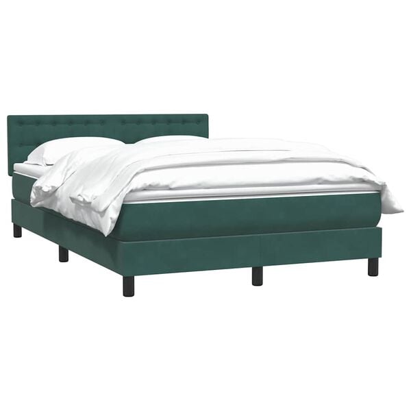 vidaXL Boxspringbett mit Matratze Dunkelgr&uuml;n 160x220 cm Samt