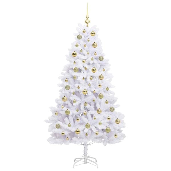 vidaXL K&uuml;nstlicher klappbarer Weihnachtsbaum Wei&szlig; 180 cm PVC und Stahl