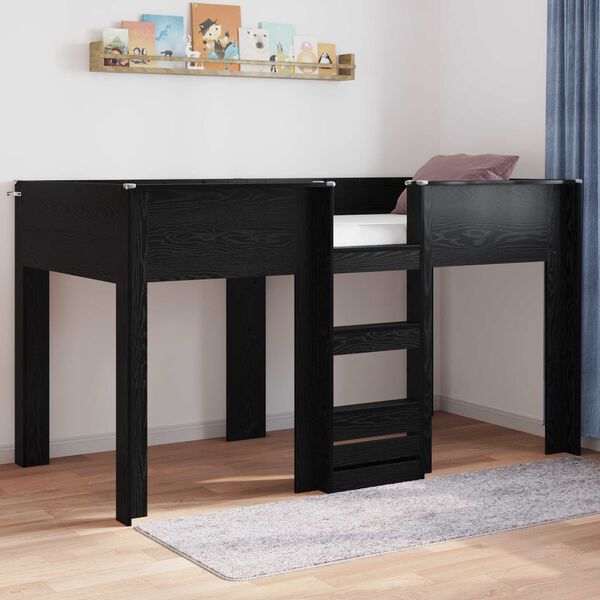 vidaXL Etagenbett f&uuml;r Kinder Schwarz Eichen-Optik 100 x 200 cm