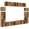 vidaXL 8-tlg. TV-Schrank-Set Wandmontage Altholz-Optik Holzwerkstoff