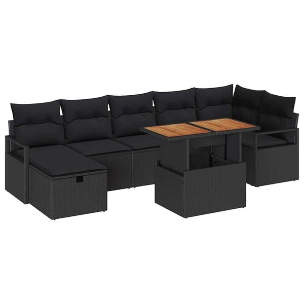 vidaXL Garten-Sofa-Set 8 pcs Schwarz Poly-Rattan