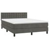 vidaXL Boxspringbett mit Matratze & LED Dunkelgrau 140x190 cm Samt