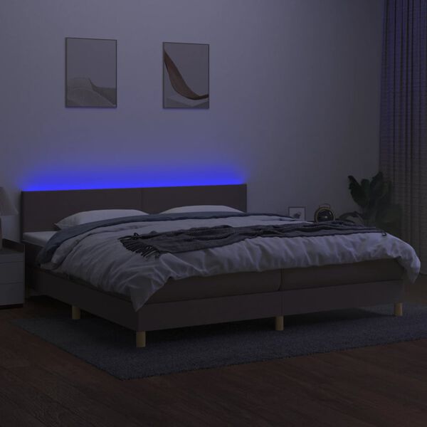 vidaXL Boxspringbett mit Matratze & LED Taupe 200x200 cm Stoff