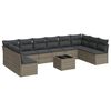 vidaXL 11-tlg. Garten-Sofagarnitur mit Kissen Grau Poly Rattan