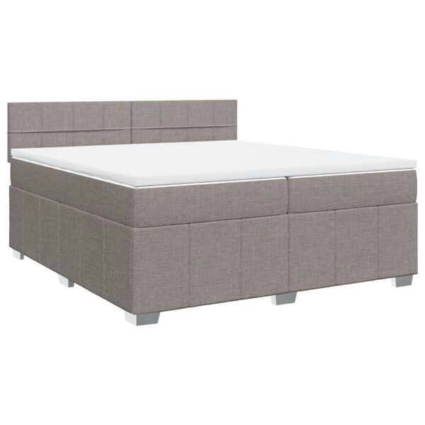vidaXL Boxspringbett mit Matratze Taupe 200x200 cm Stoff