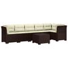 vidaXL 6-Sitzer Garten Sofa mit Kissen Rattan Look PP Braun