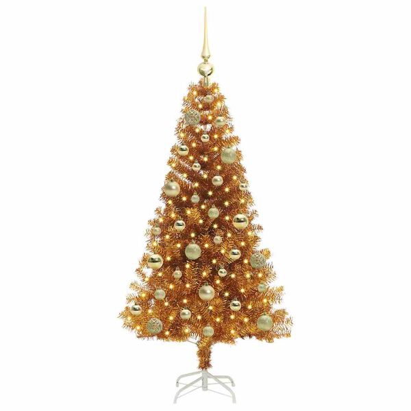 vidaXL Weihnachtsbaum mit 150 LEDs mit St&auml;nder Gold 120 cm PET
