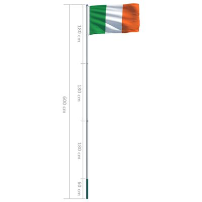vidaXL Flagge Irlands und Mast Aluminium 6 m