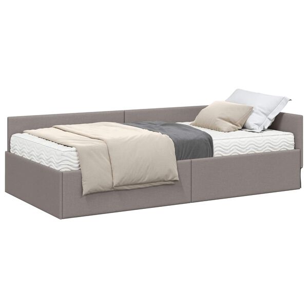 vidaXL Eckbettgestell mit Matratze Sonstiges 2 pcs Taupe Stoff