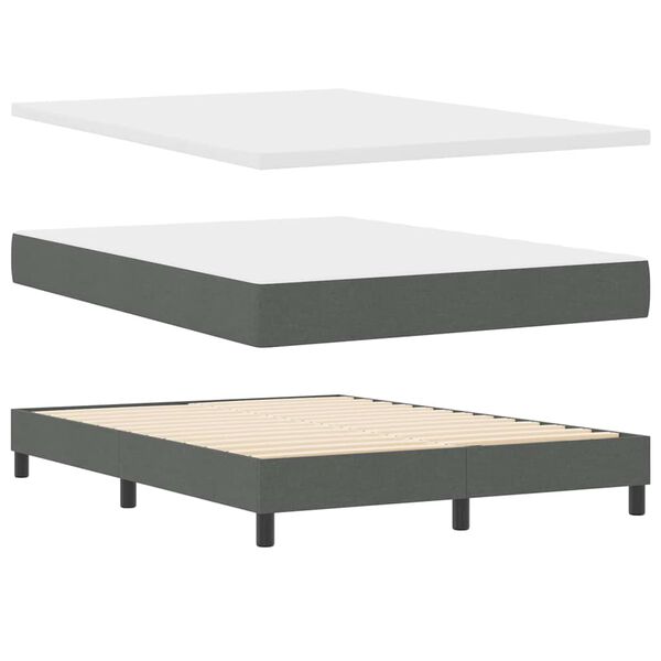 vidaXL Boxspringbett mit Matratze Dunkelgrau 140 x 200 cm Stoff
