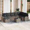 vidaXL Sofa Set mit Kissen mit Speicher 9 pcs Grau Poly-Rattan