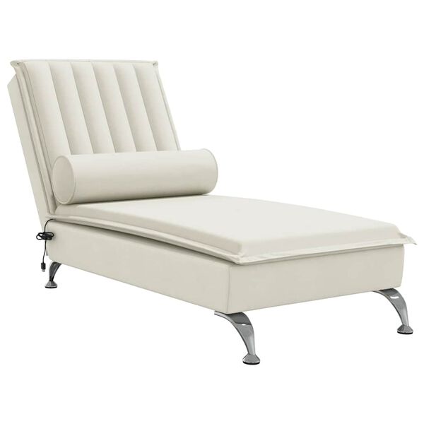 vidaXL Massage-Chaiselongue mit Nackenrolle Creme Samt