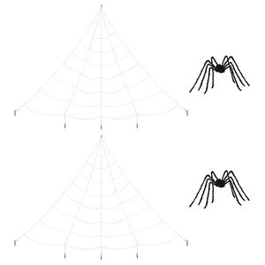 vidaXL Halloween-Spinnendekoration mit Netzen 2 stk. Schwarz und Wei&szlig;