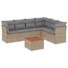 vidaXL 7-tlg. Garten-Sofagarnitur mit Kissen Beige Poly Rattan