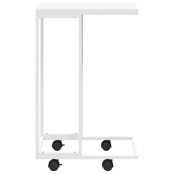 vidaXL Beistelltisch mit Rollen Wei&szlig; 40x30x63,5 cm Holzwerkstoff