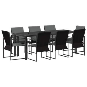 vidaXL Garten Essgruppe 9 stk. Schwarz und Anthrazit