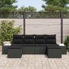 vidaXL Garten-Sofa-Set mit Kissen 4 pcs Schwarz Poly-Rattan
