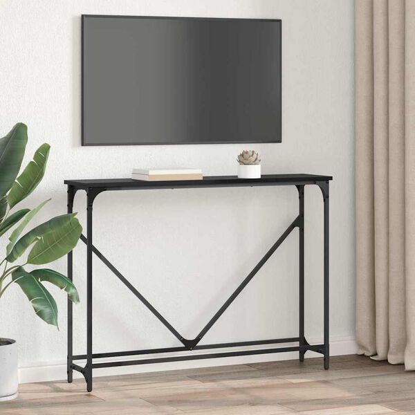vidaXL Konsolentisch Schwarz Eichen-Optik 102 x 23 x 75 cm