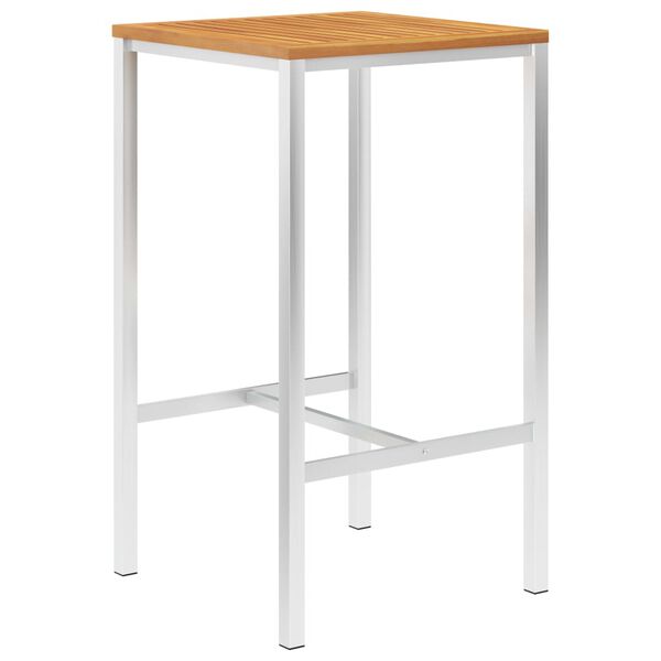 vidaXL 3-tlg. Bar-Set Massivholz Teak und Edelstahl